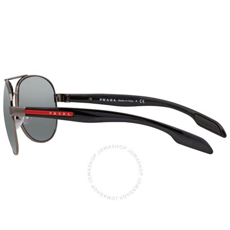 Prada Linea Rossa Light Grey Mirror Black Pilot Men's 